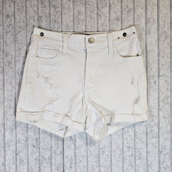 Hollister Pants - Hollister High Rise White Distressed Denim Shorts • Size 0